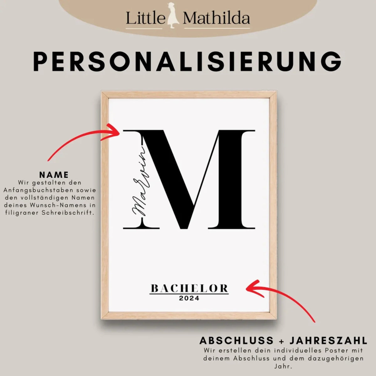 Personalisiertes Abschluss-Poster mit Namen – Geschenk zum Schulabschluss Little Mathilda Little Mathilda Poster