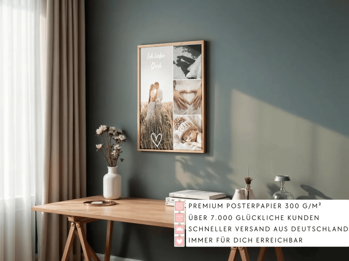 Personalisiertes Familienposter „Ich liebe dich“ – 4 Wunschfotos Little Mathilda Little Mathilda Poster