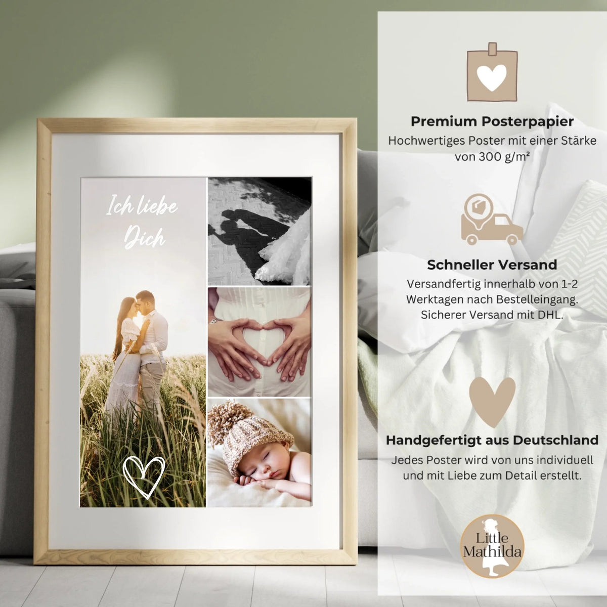 Personalisiertes Familienposter „Ich liebe dich“ – 4 Wunschfotos Little Mathilda Little Mathilda Poster