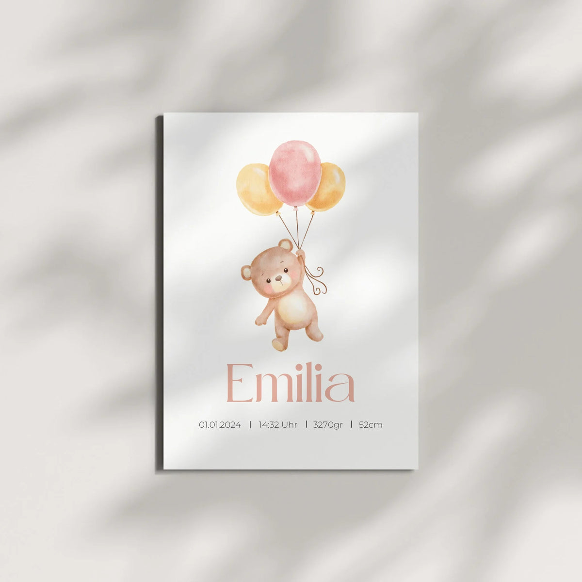 Personalisiertes Geburtsposter mit Bär, Luftballons und Geburtsdaten Little Mathilda Little Mathilda Poster