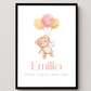 Personalisiertes Geburtsposter mit Bär, Luftballons und Geburtsdaten Little Mathilda Little Mathilda Poster