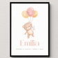 Personalisiertes Geburtsposter mit Bär, Luftballons und Geburtsdaten Little Mathilda Little Mathilda Poster