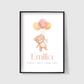 Personalisiertes Geburtsposter mit Bär, Luftballons und Geburtsdaten Little Mathilda Little Mathilda Poster