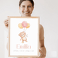 Personalisiertes Geburtsposter mit Bär, Luftballons und Geburtsdaten Little Mathilda Little Mathilda Poster