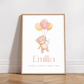 Personalisiertes Geburtsposter mit Bär, Luftballons und Geburtsdaten Little Mathilda Little Mathilda Poster