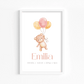 Personalisiertes Geburtsposter mit Bär, Luftballons und Geburtsdaten Little Mathilda Little Mathilda Poster