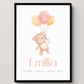Personalisiertes Geburtsposter mit Bär, Luftballons und Geburtsdaten Little Mathilda Little Mathilda Poster