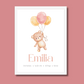 Personalisiertes Geburtsposter mit Bär, Luftballons und Geburtsdaten Little Mathilda Little Mathilda Poster