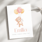 Personalisiertes Geburtsposter mit Bär, Luftballons und Geburtsdaten Little Mathilda Little Mathilda Poster