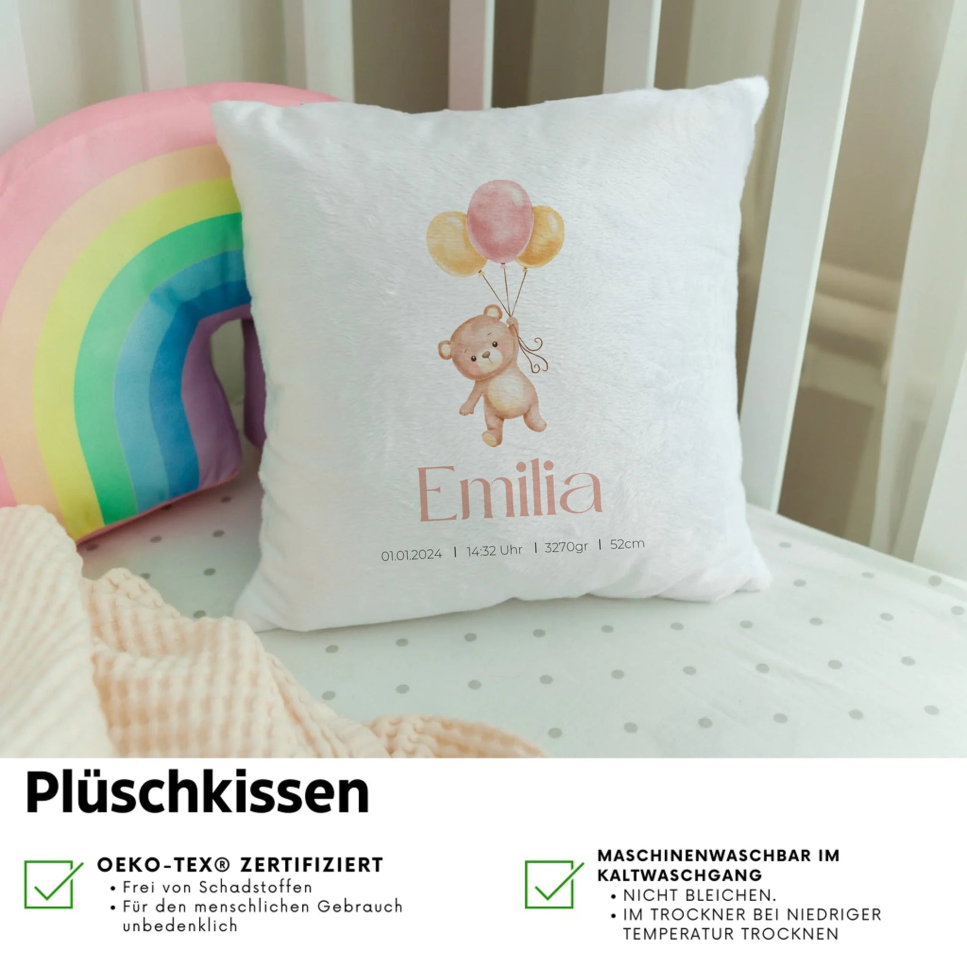 Personalisiertes Geburtsposter mit Bär, Luftballons und Geburtsdaten Little Mathilda Little Mathilda Poster