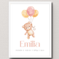 Personalisiertes Geburtsposter mit Bär, Luftballons und Geburtsdaten Little Mathilda Little Mathilda Poster