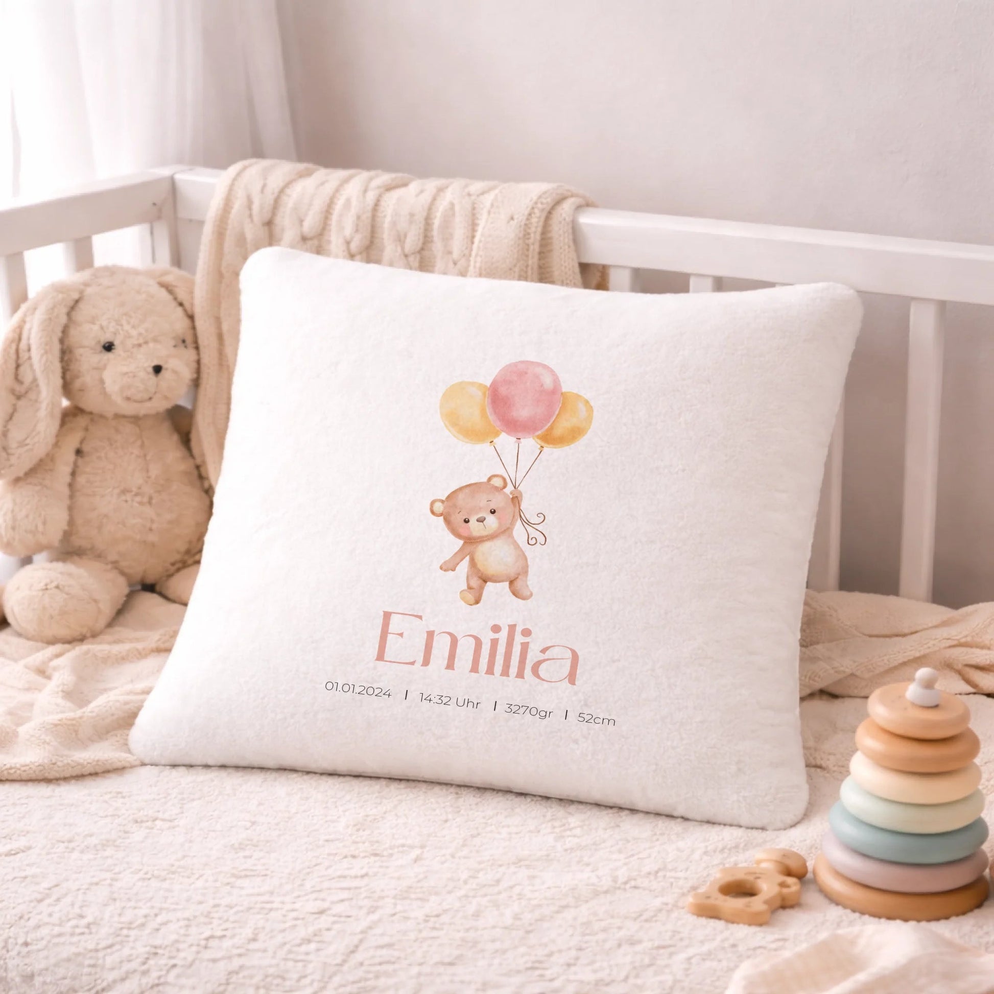 Personalisiertes Geburtsposter mit Bär, Luftballons und Geburtsdaten Little Mathilda Little Mathilda Poster