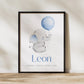 Personalisiertes Geburtsposter mit Elefant, Luftballon und Geburtsdaten Little Mathilda Little Mathilda Poster