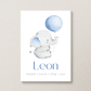 Personalisiertes Geburtsposter mit Elefant, Luftballon und Geburtsdaten Little Mathilda Little Mathilda Poster