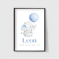 Personalisiertes Geburtsposter mit Elefant, Luftballon und Geburtsdaten Little Mathilda Little Mathilda Poster