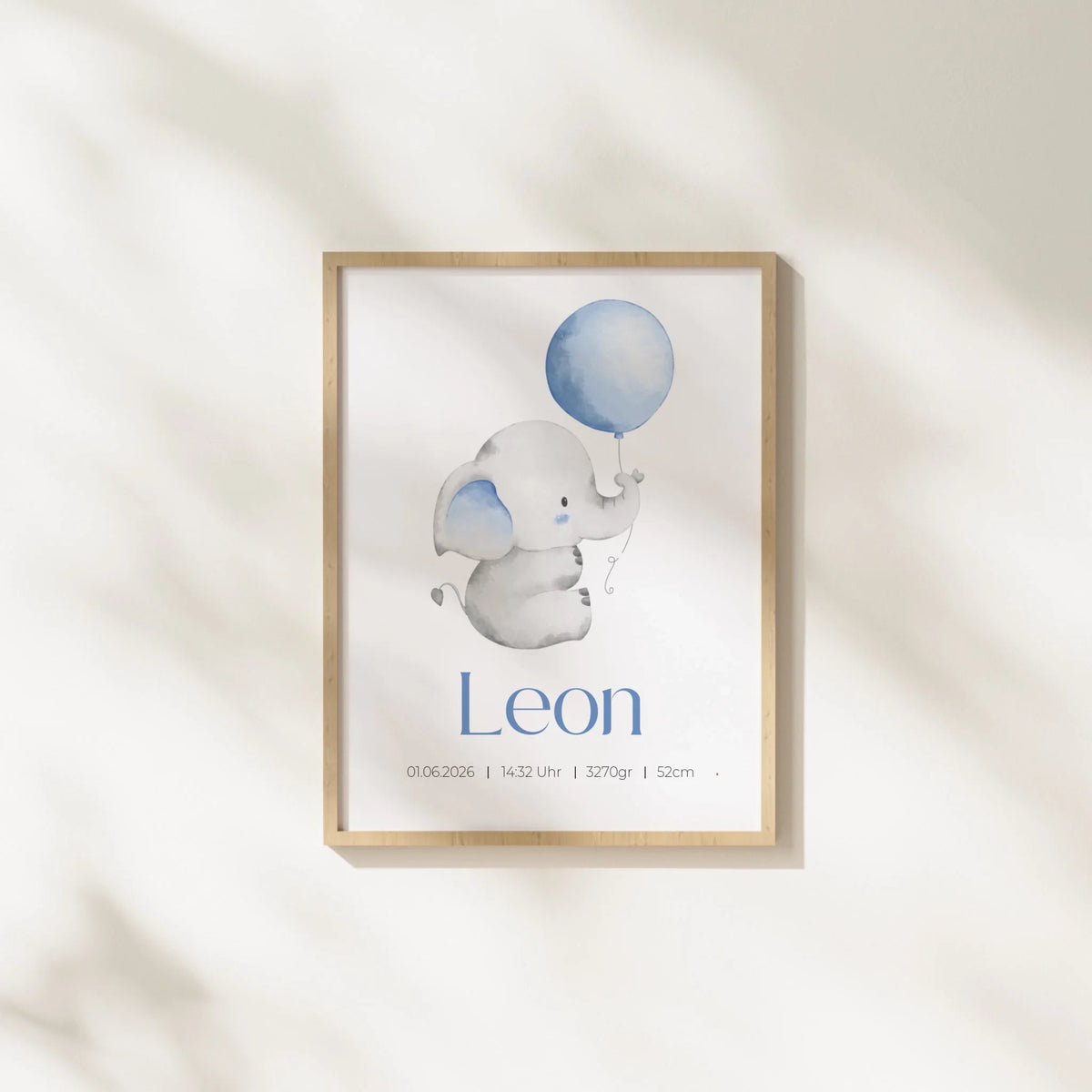 Personalisiertes Geburtsposter mit Elefant, Luftballon und Geburtsdaten Little Mathilda Little Mathilda Poster