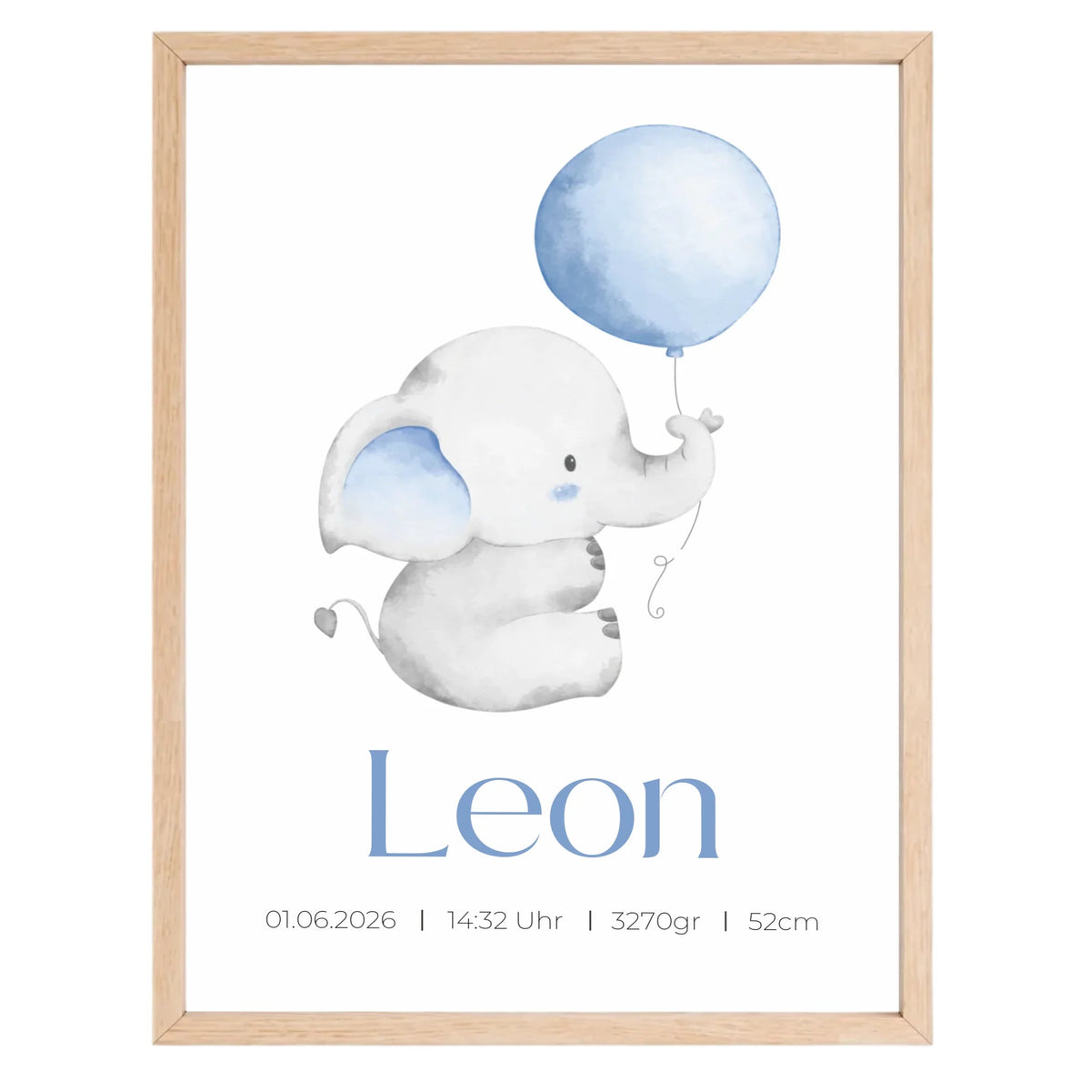 Personalisiertes Geburtsposter mit Elefant, Luftballon und Geburtsdaten Little Mathilda Little Mathilda Poster
