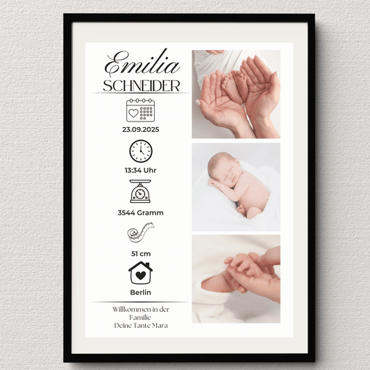 Personalisiertes Geburtsposter mit Fotos Personalisiertes Geburtsposter mit Fotos– inkl. Namen & Geburtsdaten Little Mathilda Little Mathilda Poster