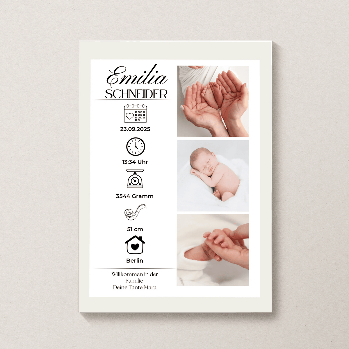 Personalisiertes Geburtsposter mit Fotos Personalisiertes Geburtsposter mit Fotos– inkl. Namen & Geburtsdaten Little Mathilda Little Mathilda Poster