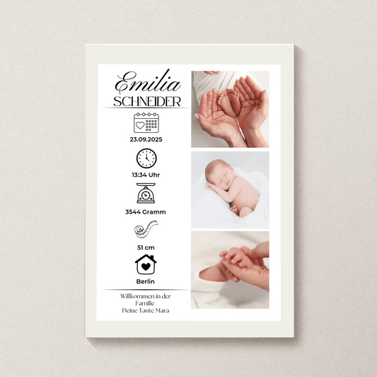 Personalisiertes Geburtsposter mit Fotos Personalisiertes Geburtsposter mit Fotos– inkl. Namen & Geburtsdaten Little Mathilda Little Mathilda Poster