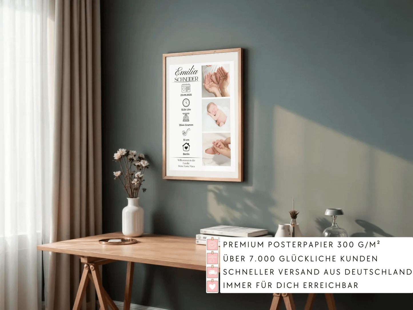 Personalisiertes Geburtsposter mit Fotos Personalisiertes Geburtsposter mit Fotos– inkl. Namen & Geburtsdaten Little Mathilda Little Mathilda Poster