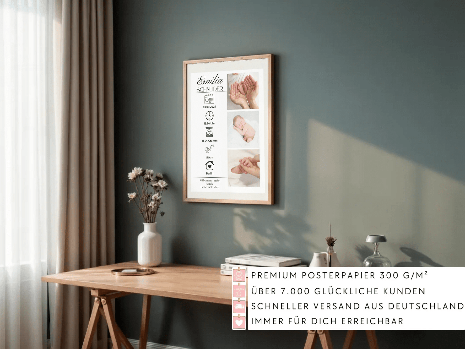 Personalisiertes Geburtsposter mit Fotos Personalisiertes Geburtsposter mit Fotos– inkl. Namen & Geburtsdaten Little Mathilda Little Mathilda Poster