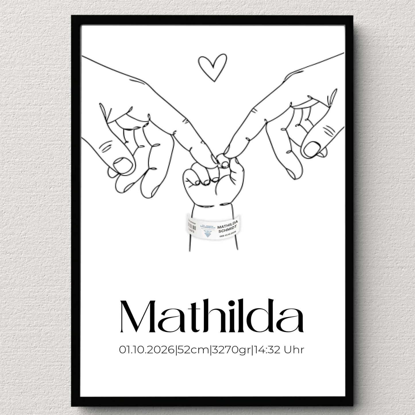 Personalisiertes Geburtsposter mit Namen & Geburtsdaten – optional mit originalem Geburtsband Little Mathilda Little Mathilda Poster