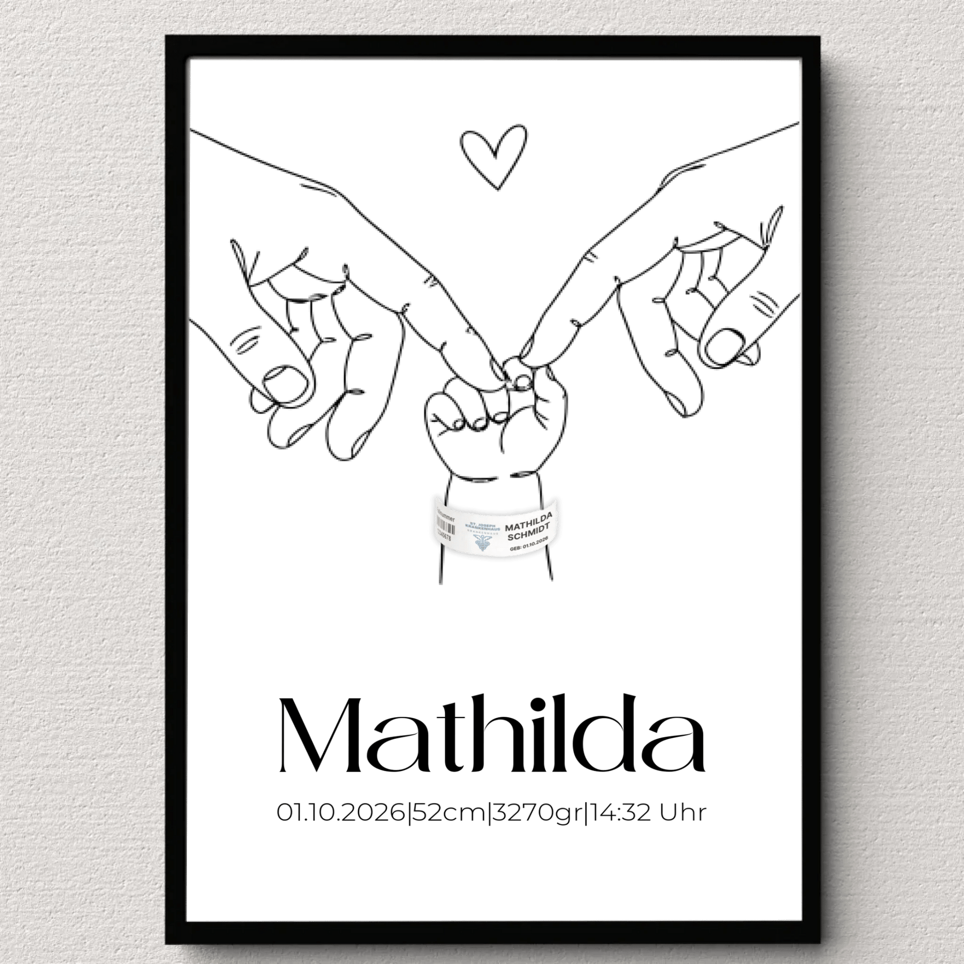 Personalisiertes Geburtsposter mit Namen & Geburtsdaten – optional mit originalem Geburtsband Little Mathilda Little Mathilda Poster