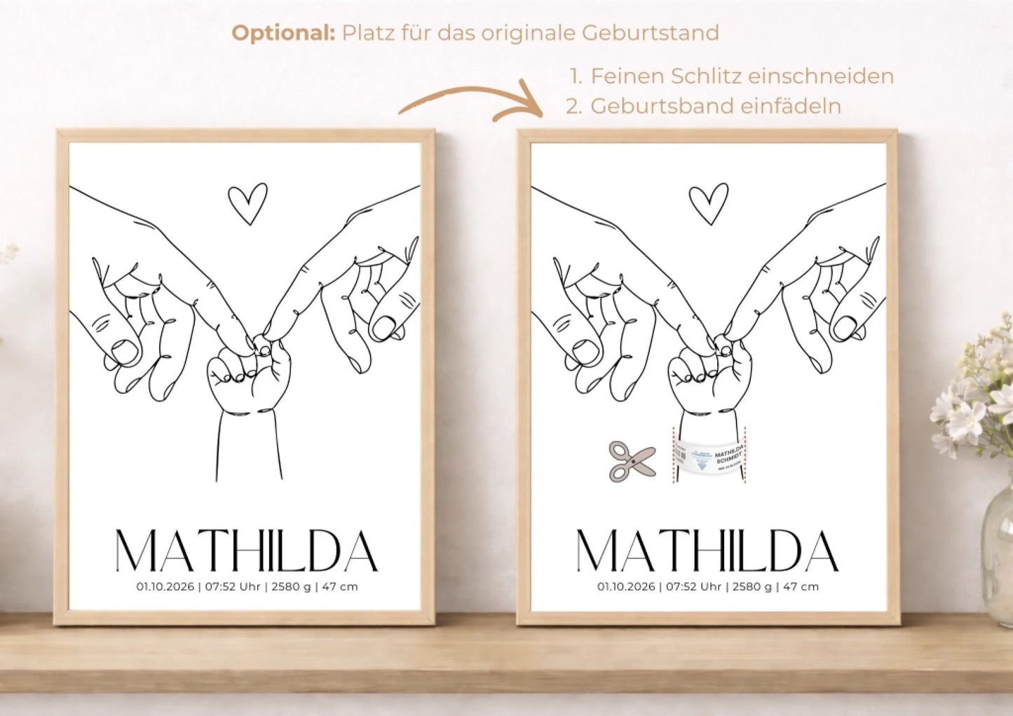 Personalisiertes Geburtsposter mit Geburtsband