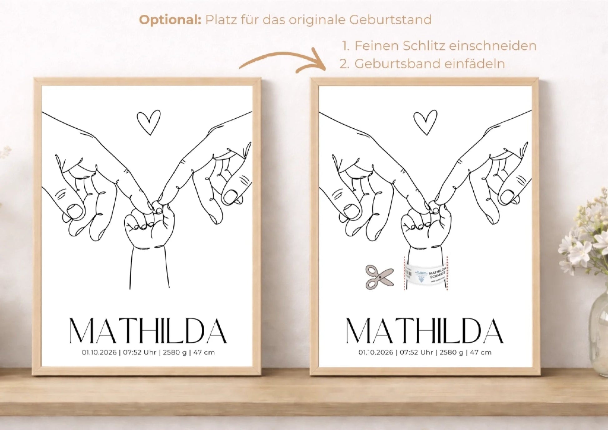 Personalisiertes Geburtsposter mit Geburtsband