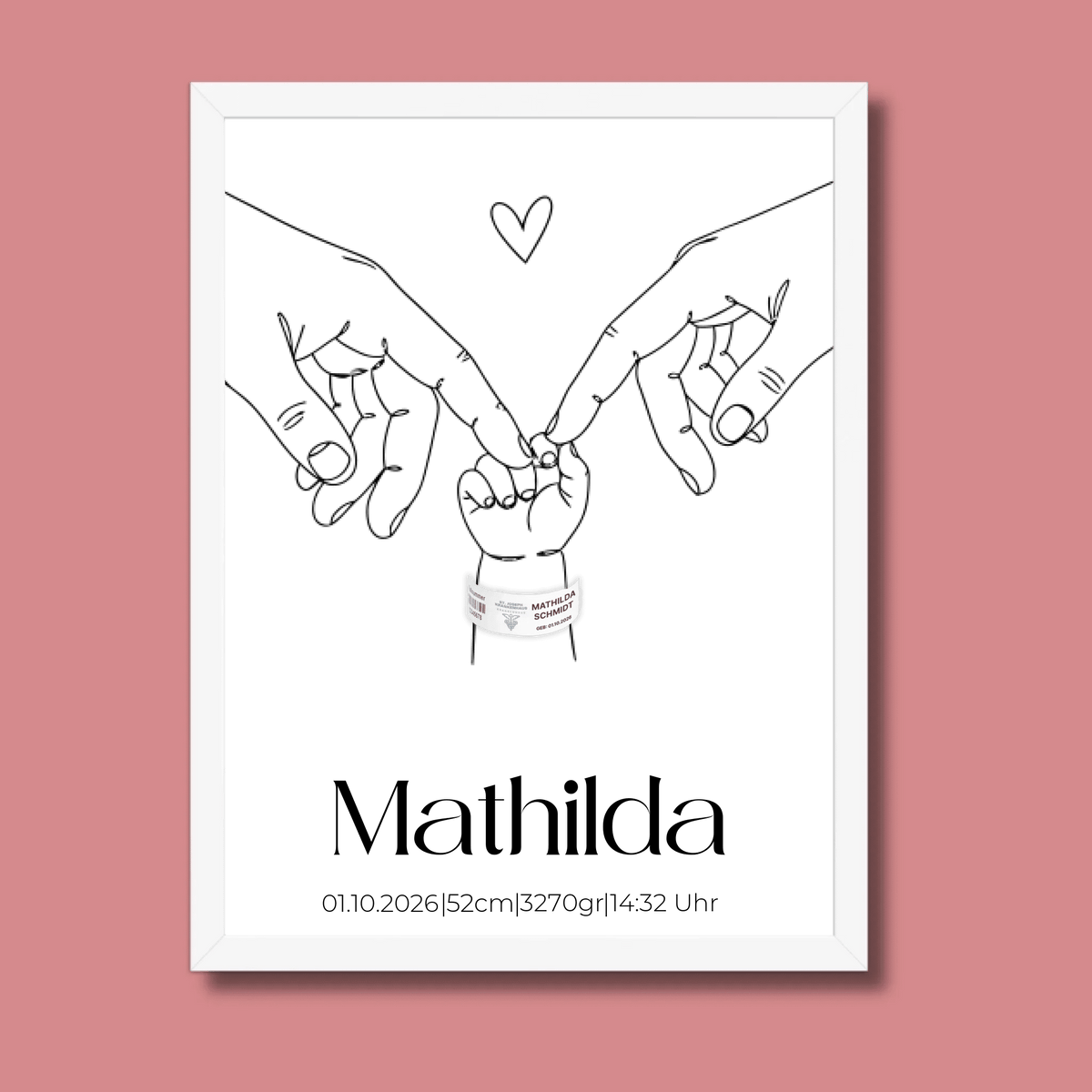 Personalisiertes Geburtsposter mit Namen & Geburtsdaten – optional mit originalem Geburtsband Little Mathilda Little Mathilda Poster
