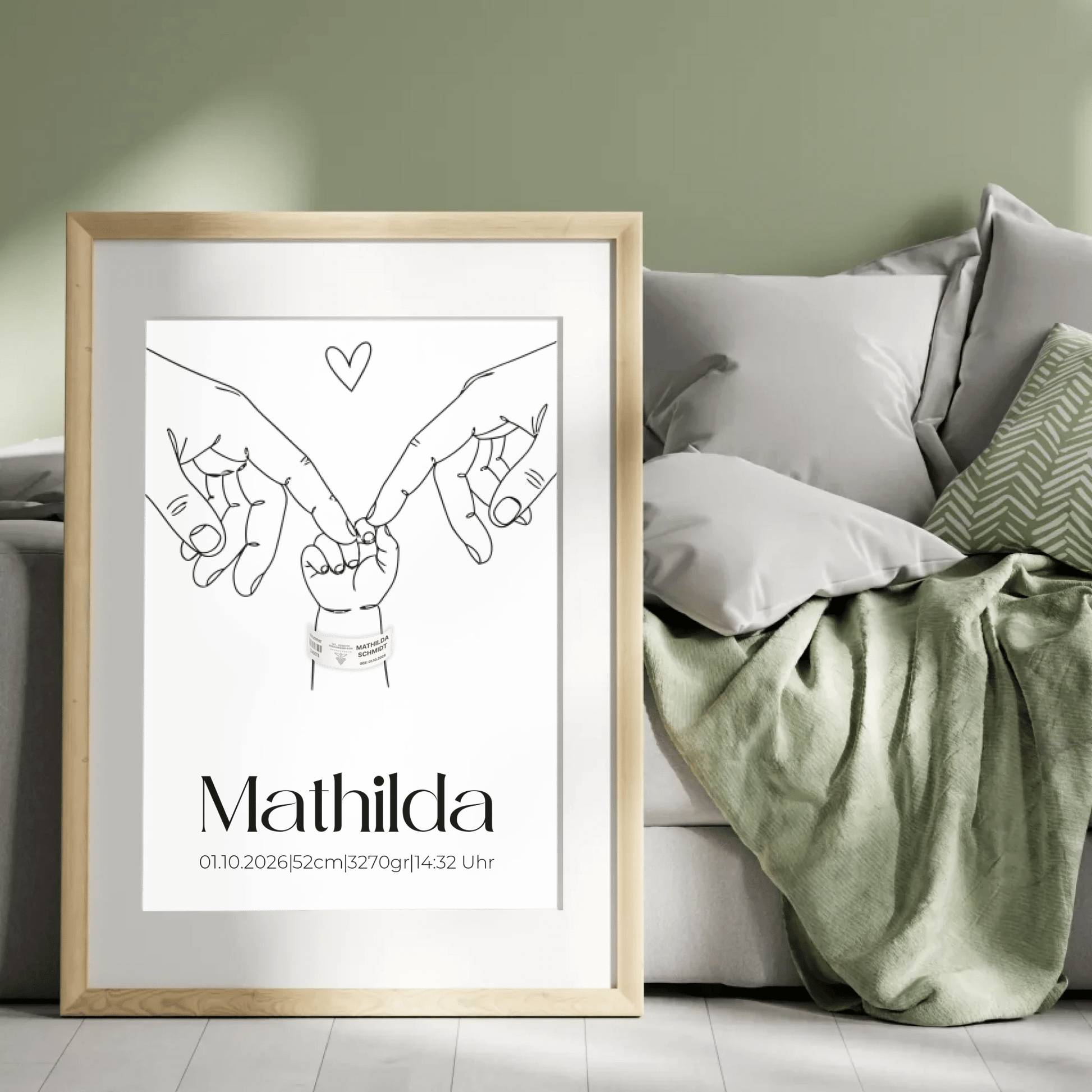 Individuelles Geburtsposter von Little Mathilda – zeitloses Geschenk zur Geburt oder Taufe