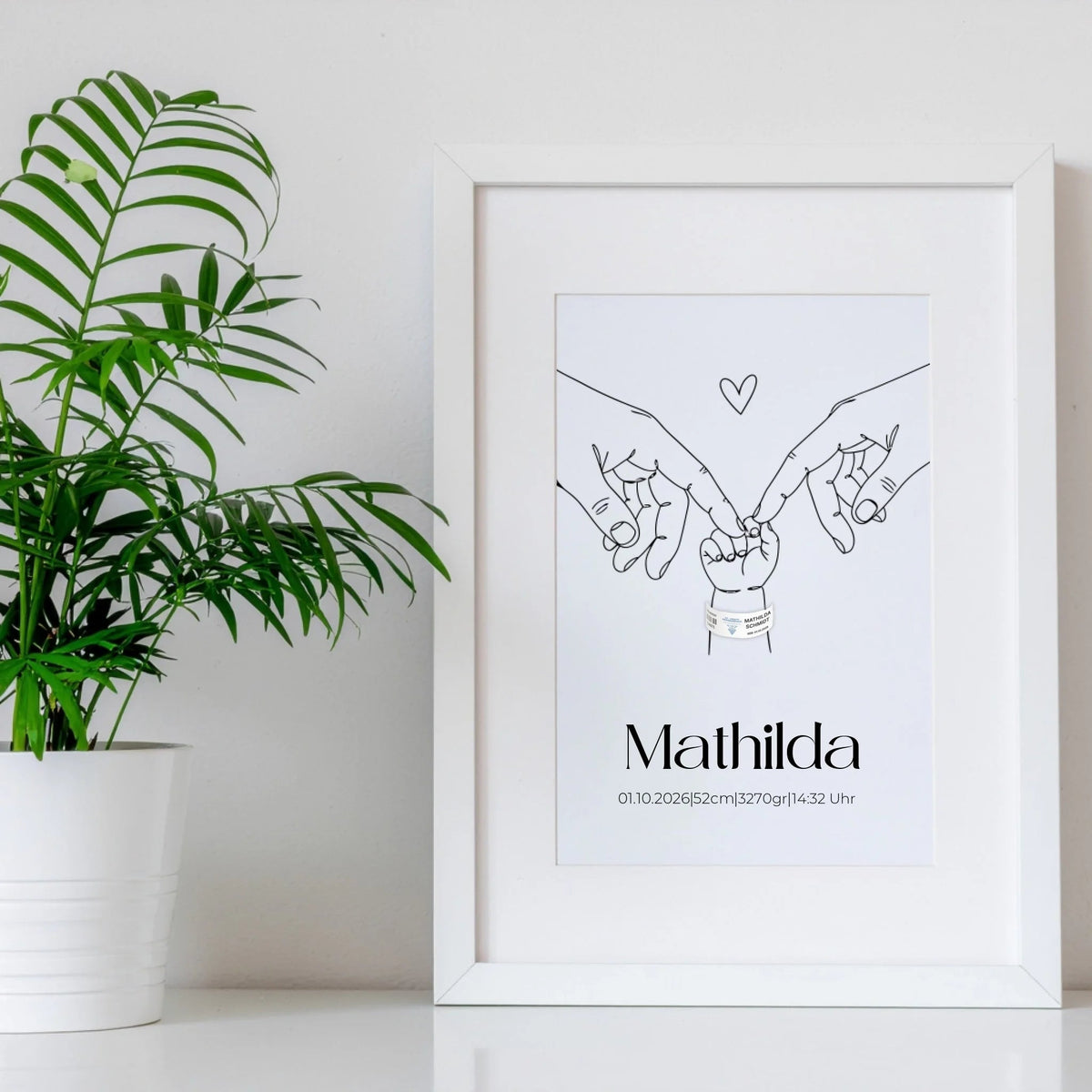 Personalisiertes Geburtsposter mit Namen & Geburtsdaten – optional mit originalem Geburtsband Little Mathilda Little Mathilda Poster