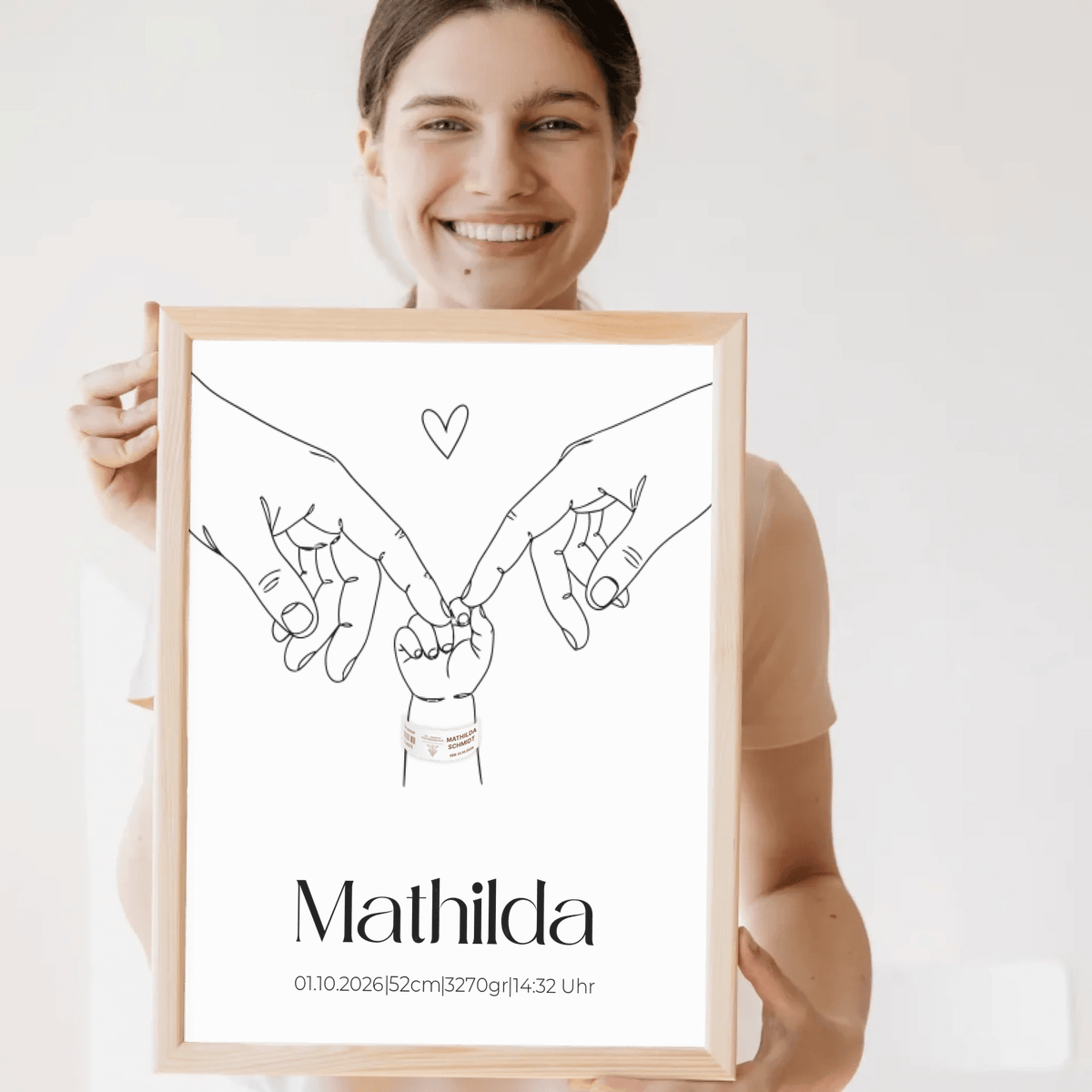 Personalisiertes Geburtsposter mit Namen & Geburtsdaten – optional mit originalem Geburtsband Little Mathilda Little Mathilda Poster