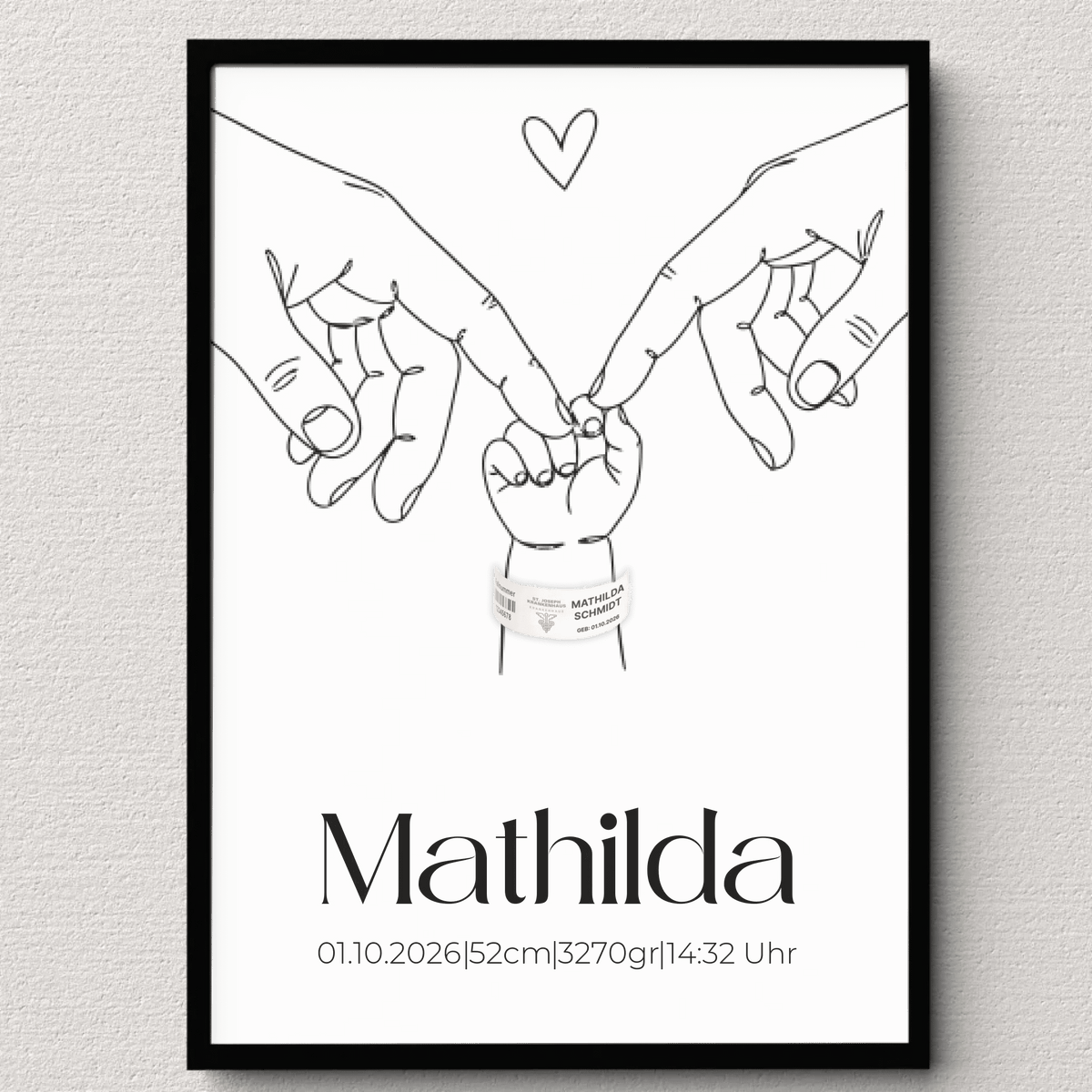 Personalisiertes Geburtsposter mit Namen & Geburtsdaten – optional mit originalem Geburtsband Little Mathilda Little Mathilda Poster