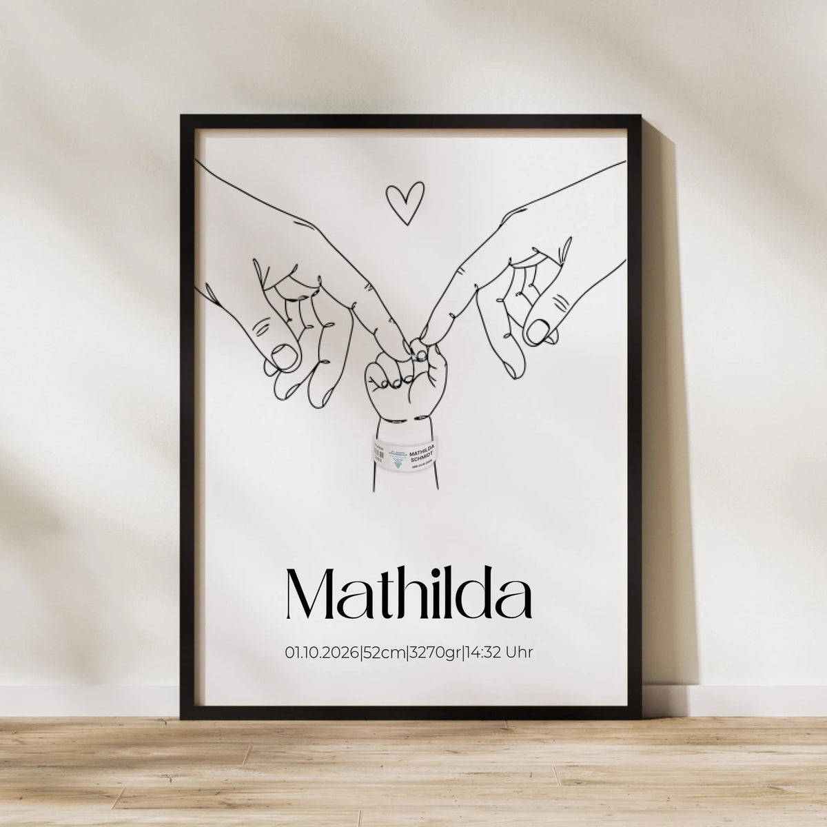 Personalisiertes Geburtsposter mit Namen & Geburtsdaten – optional mit originalem Geburtsband Little Mathilda Little Mathilda Poster