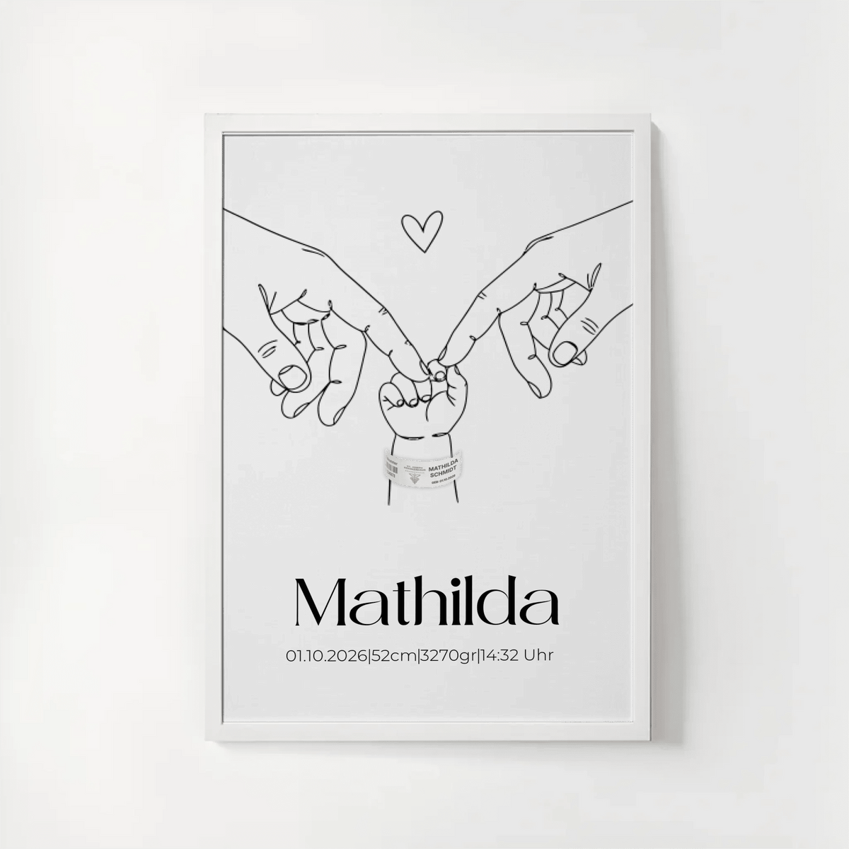 Personalisiertes Geburtsposter mit Namen & Geburtsdaten – optional mit originalem Geburtsband Little Mathilda Little Mathilda Poster