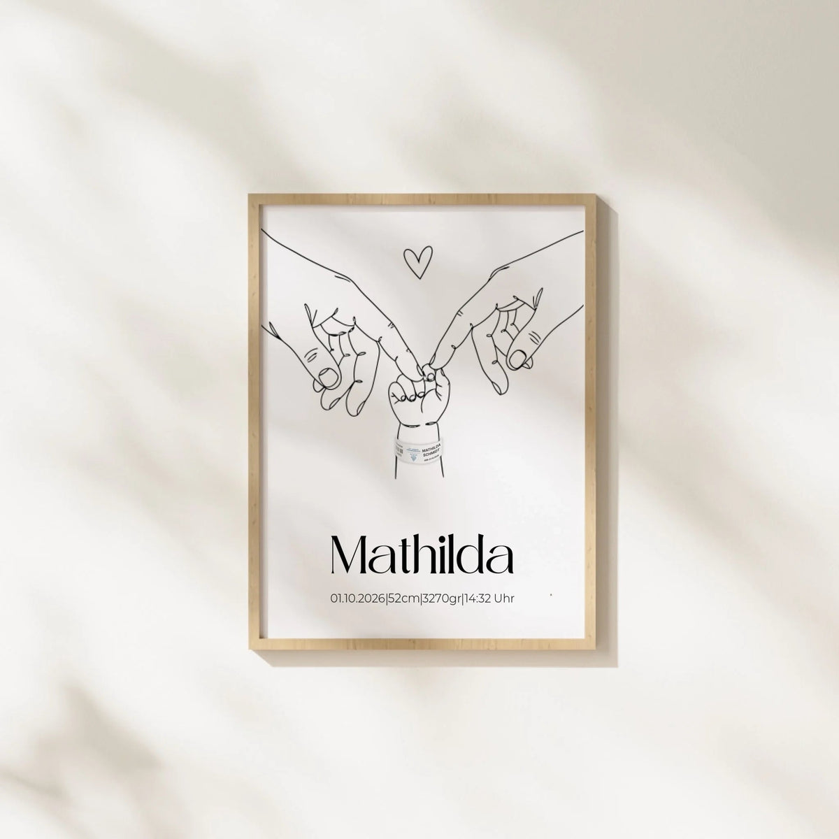 Personalisiertes Geburtsposter mit Namen & Geburtsdaten – optional mit originalem Geburtsband Little Mathilda Little Mathilda Poster