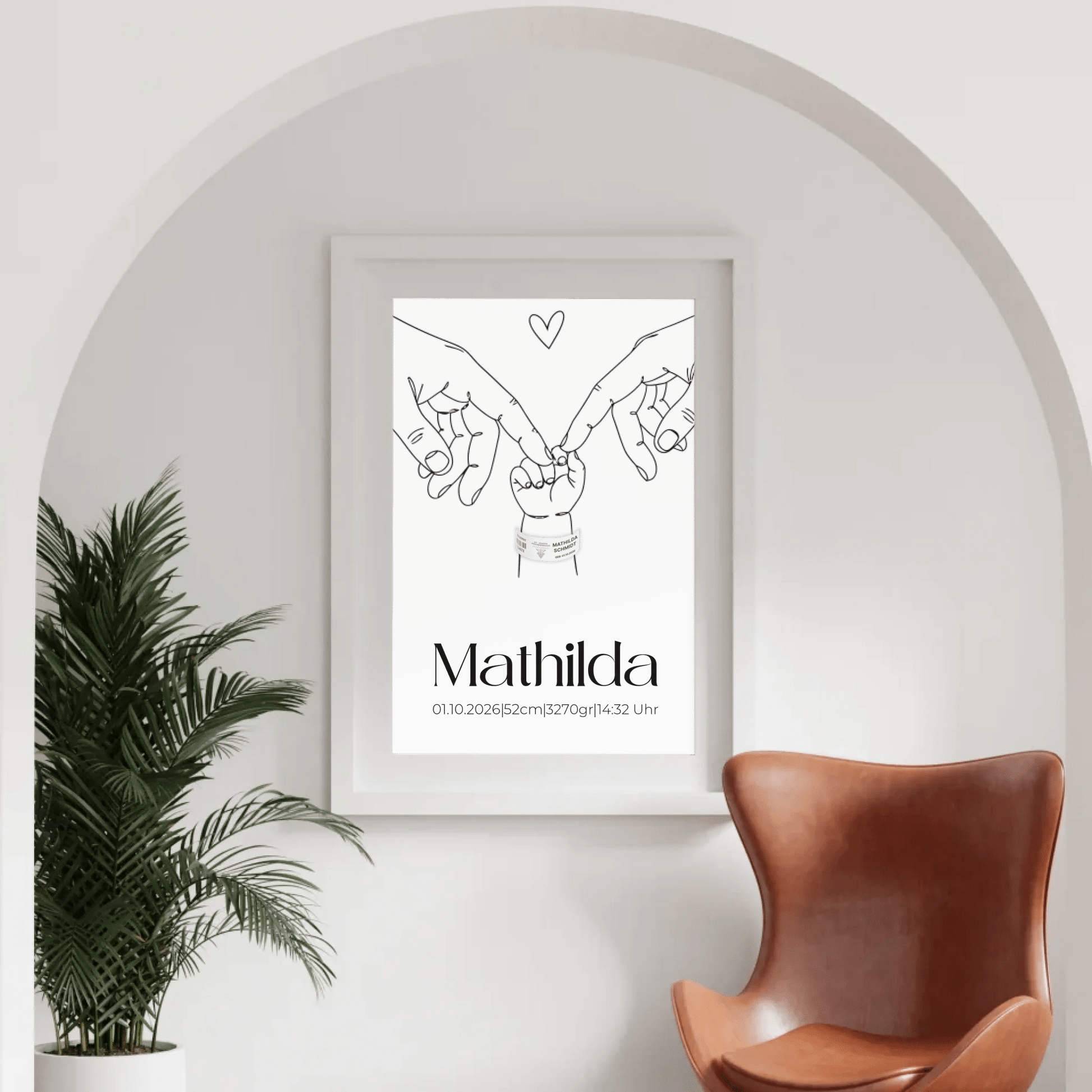 Geburtsposter mit Namen und Geburtsdaten im minimalistischen Design – modernes Baby Wandbild