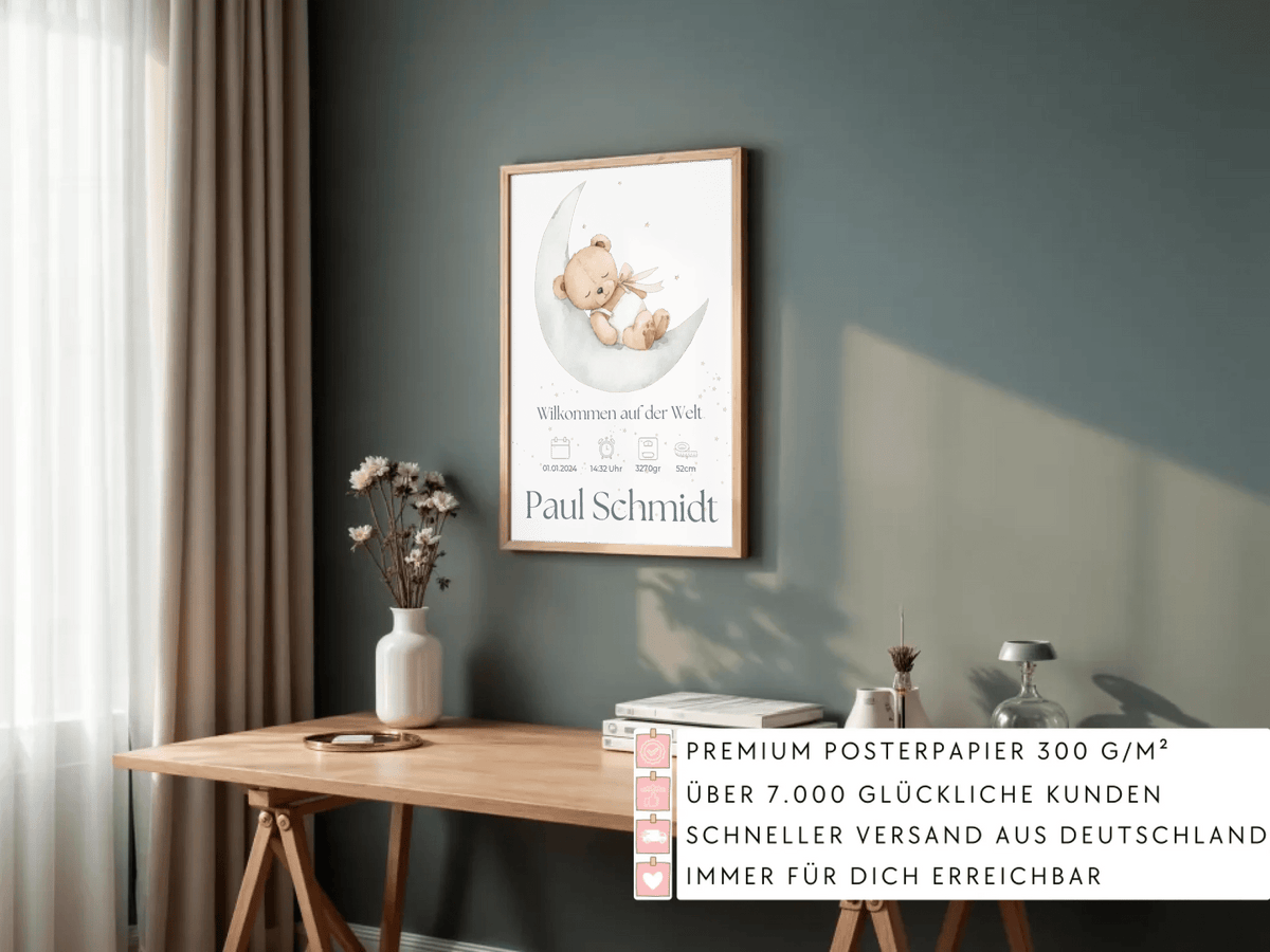 Personalisiertes Geburtsposter mit Namen & Geburtsdaten - „Willkommen auf der Welt“ Little Mathilda Little Mathilda Poster