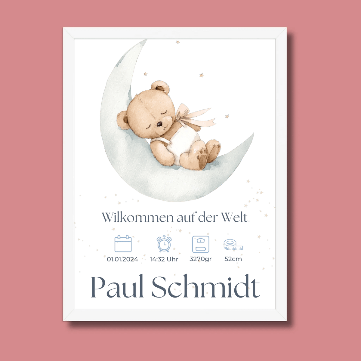 Personalisiertes Geburtsposter mit Namen & Geburtsdaten - „Willkommen auf der Welt“ Little Mathilda Little Mathilda Poster