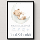 Personalisiertes Geburtsposter mit Babyhand und Elternhänden – minimalistisches Namensposter mit Geburtsdaten für das Kinderzimmer