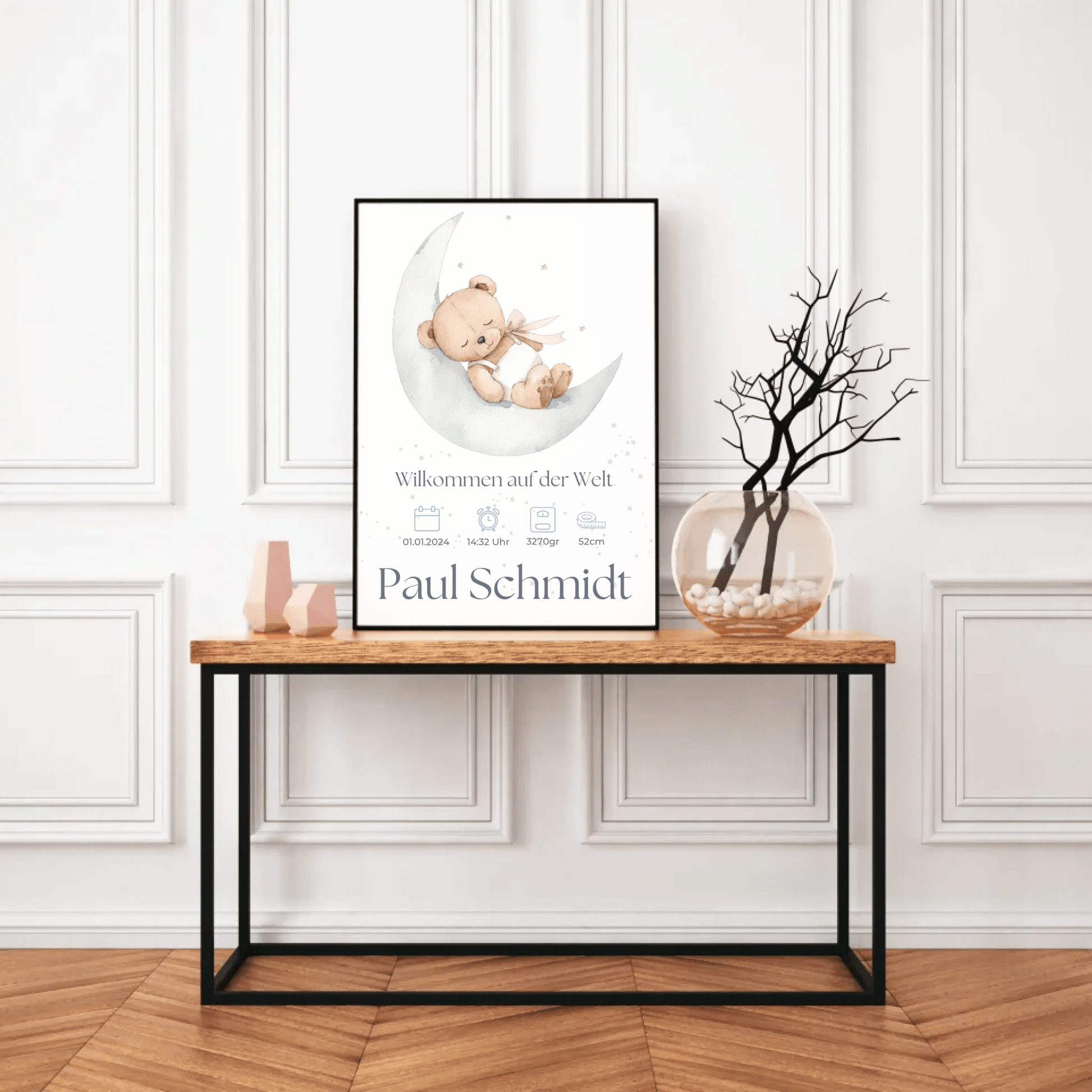 Modernes Geburtsposter mit Babyhand Motiv – personalisierbares Geschenk von Little Mathilda