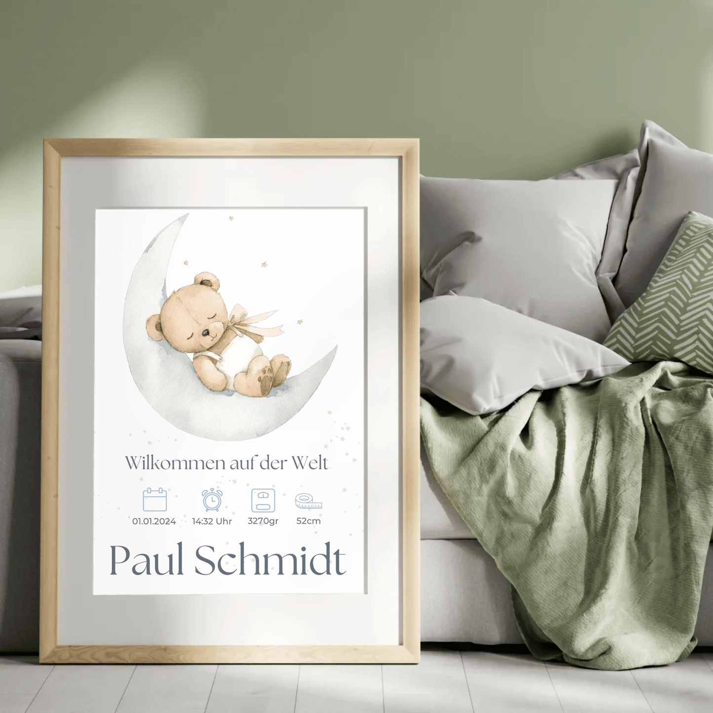 Individuelles Geburtsposter von Little Mathilda – zeitloses Geschenk zur Geburt oder Taufe