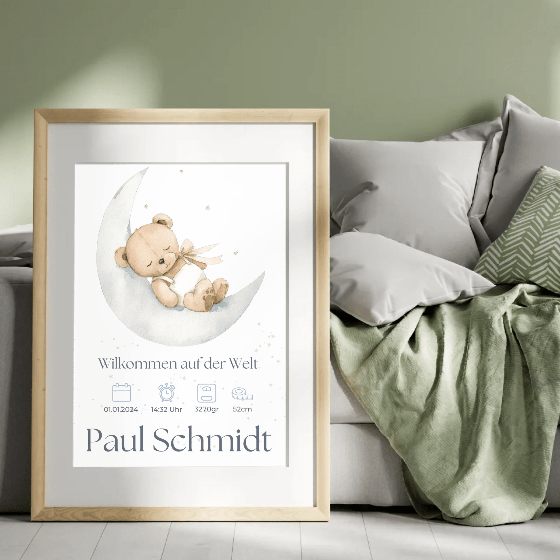 Individuelles Geburtsposter von Little Mathilda – zeitloses Geschenk zur Geburt oder Taufe