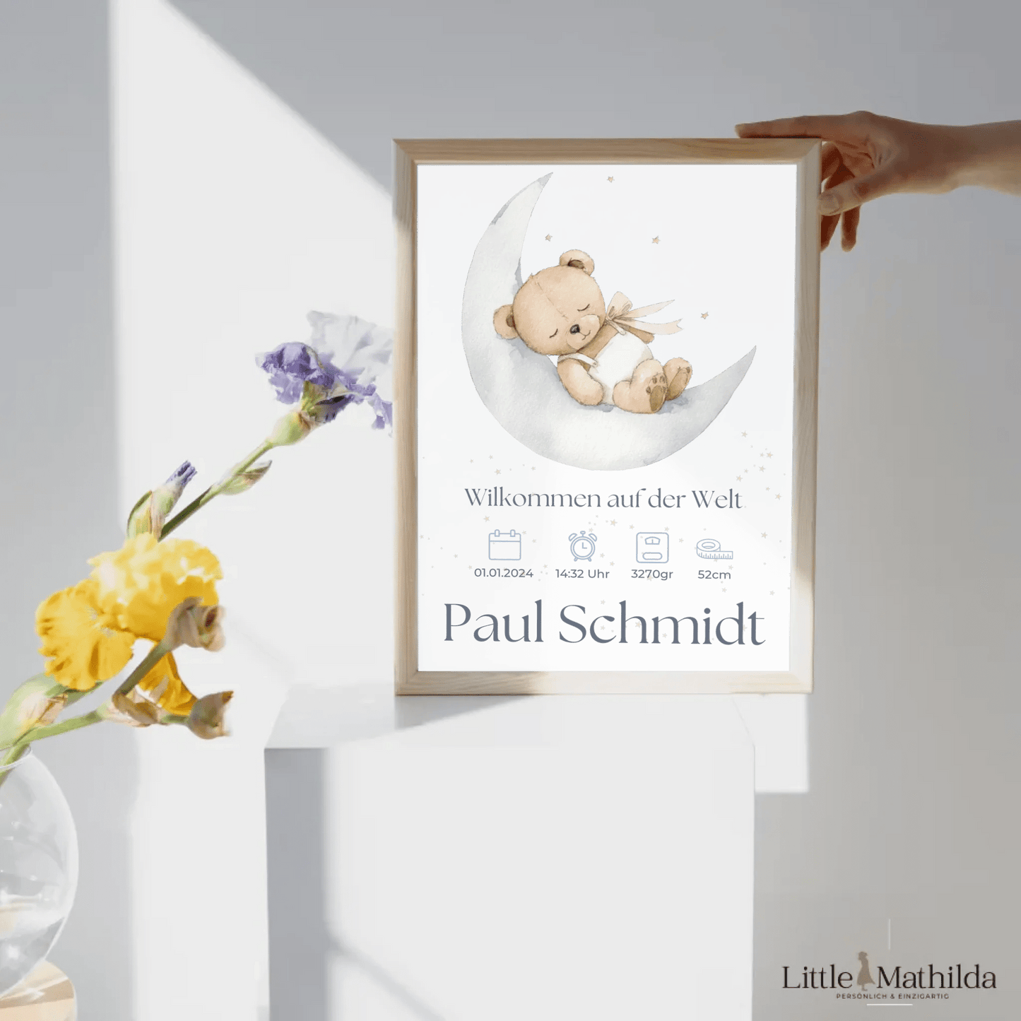 Personalisiertes Geburtsposter im skandinavischen Stil – hochwertiges Babyzimmer Poster mit Namen
