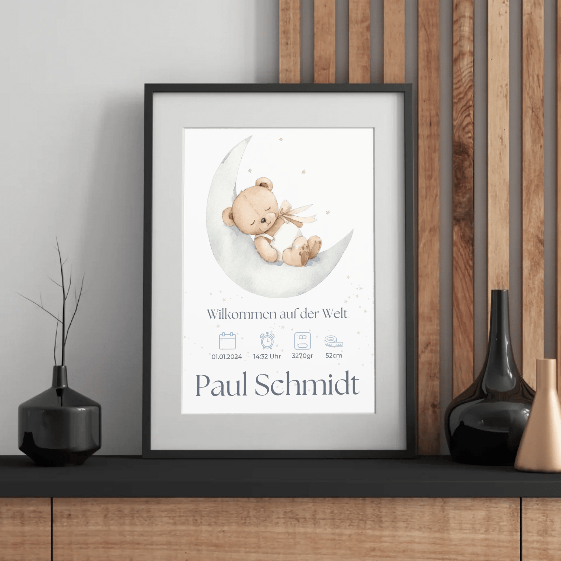 Personalisiertes Namensposter zur Geburt – stilvolles Baby Poster für Mädchen und Jungen