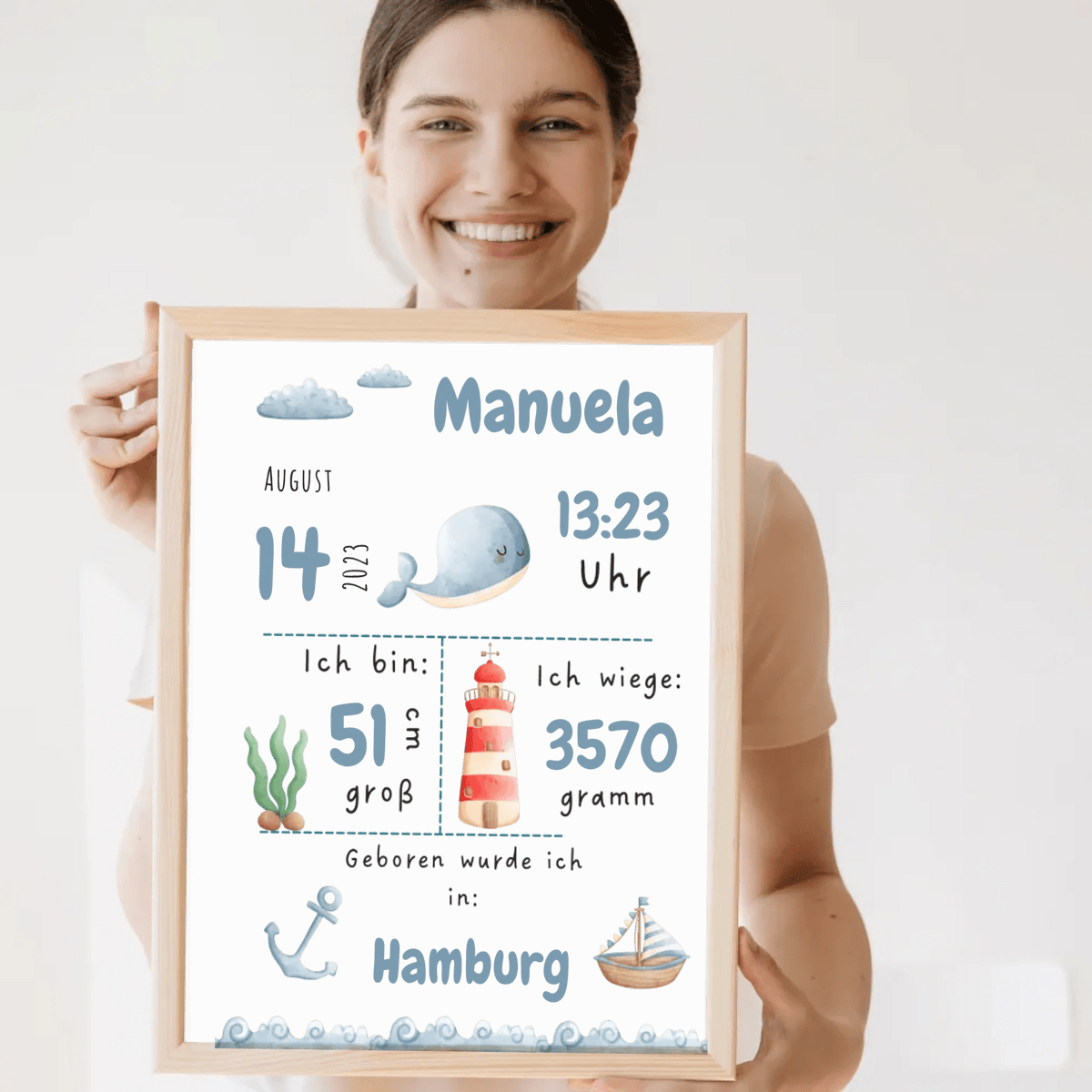 Personalisiertes Geburtsposter mit Wald- & Meerestieren – mit Namen & Geburtsdaten Little Mathilda Little Mathilda Poster