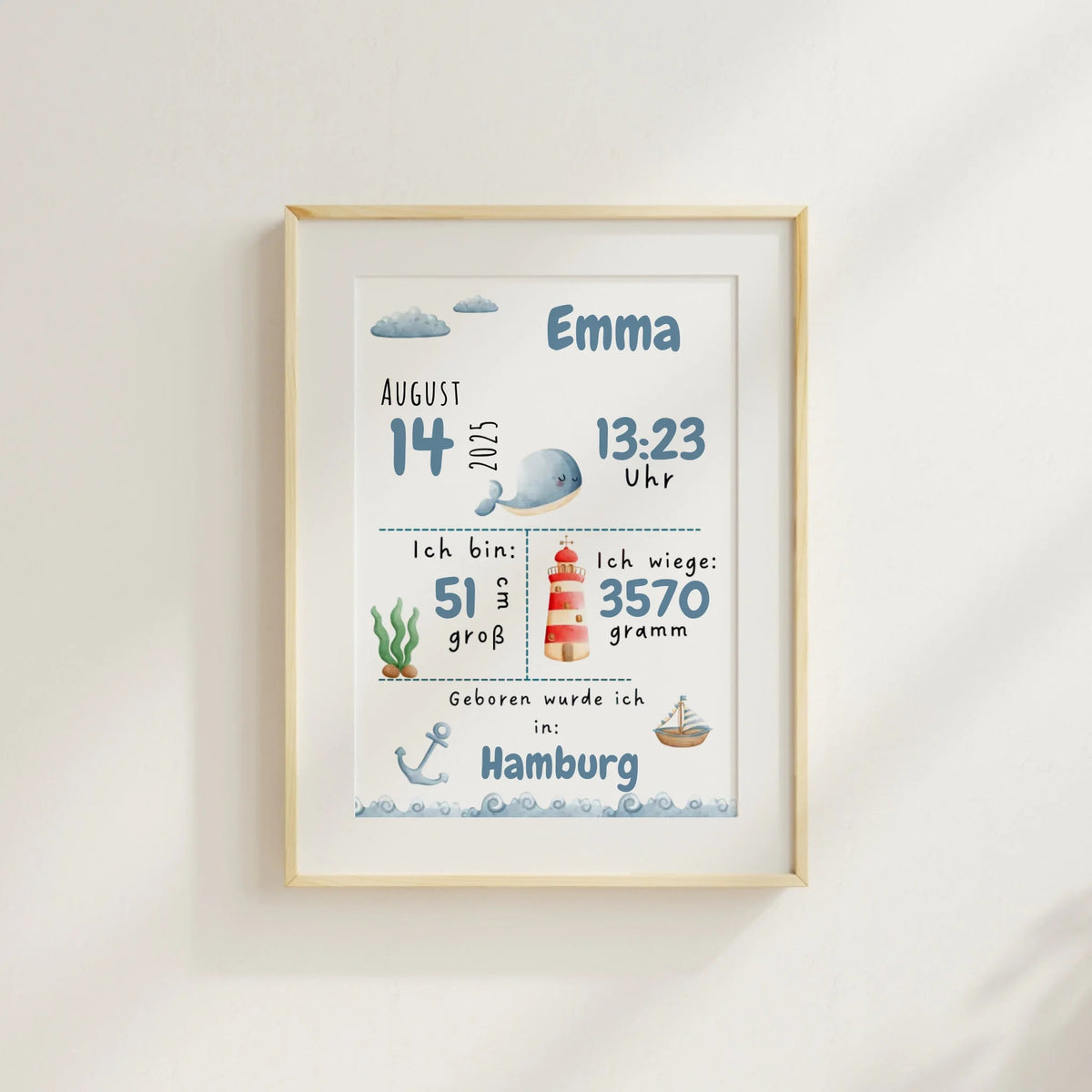 Personalisiertes Geburtsposter mit Wald- & Meerestieren – mit Namen & Geburtsdaten Little Mathilda Little Mathilda Poster
