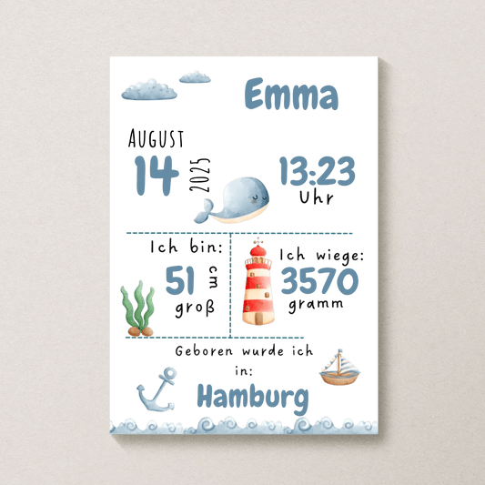 Personalisiertes Geburtsposter mit Wald- & Meerestieren – mit Namen & Geburtsdaten Little Mathilda Little Mathilda Poster